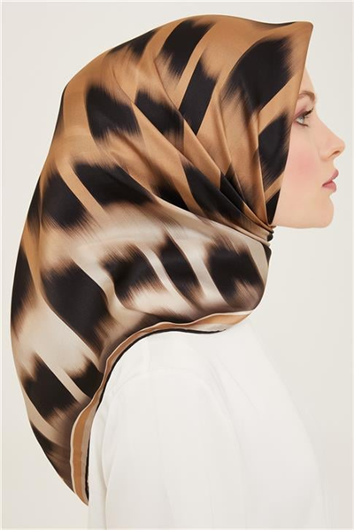 Armine Leopar Desenli Twill İpek Eşarp 24Ya9155 04