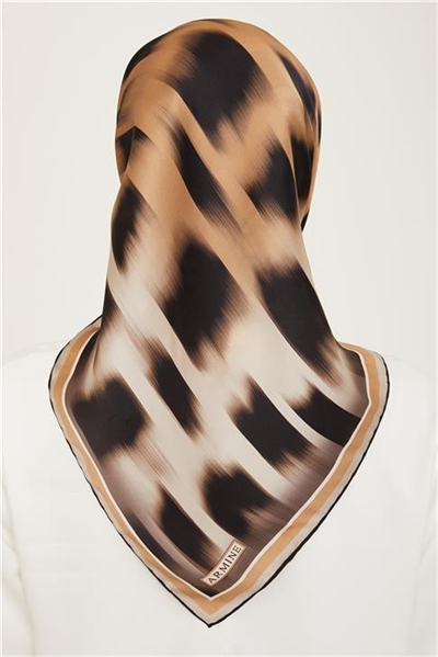 Armine Leopar Desenli Twill İpek Eşarp 24Ya9155 04