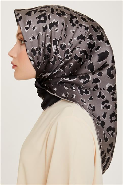 Armine Leopar Desenli Twill Saf İpek Eşarp 9249D 38