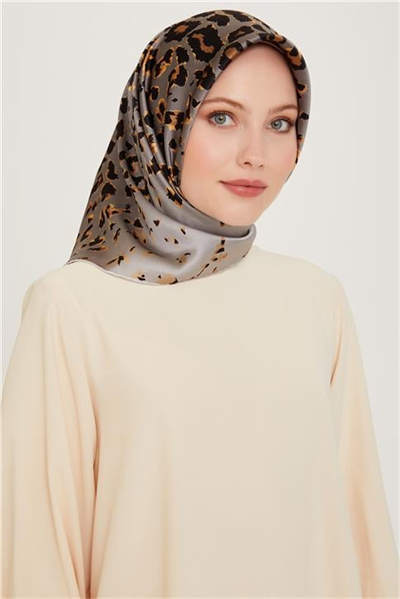 Armine Leopar Desenli Twill Saf İpek Eşarp 9249D 31