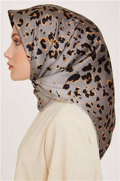 Armine Leopar Desenli Twill Saf İpek Eşarp 9249D 31
