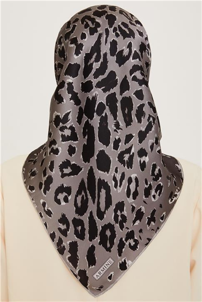 Armine Leopar Desenli Twill Saf İpek Eşarp 9249D 38