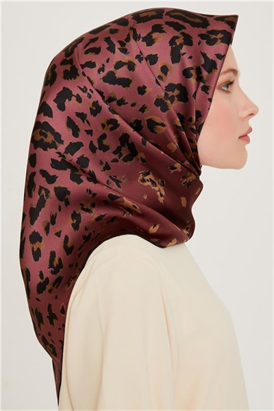 Armine Leopar Desenli Twill Saf İpek Eşarp 9249D 53