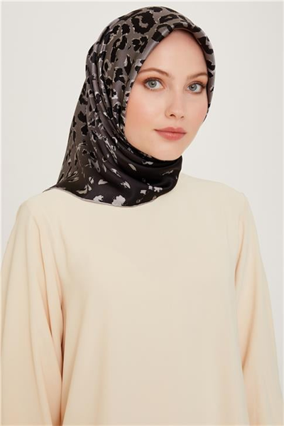 Armine Leopar Desenli Twill Saf İpek Eşarp 9249D 38