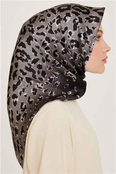 Armine Leopar Desenli Twill Saf İpek Eşarp 9249D 38
