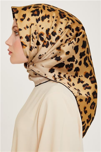 Armine Leopar Desenli Twill Saf İpek Eşarp 9249D 32