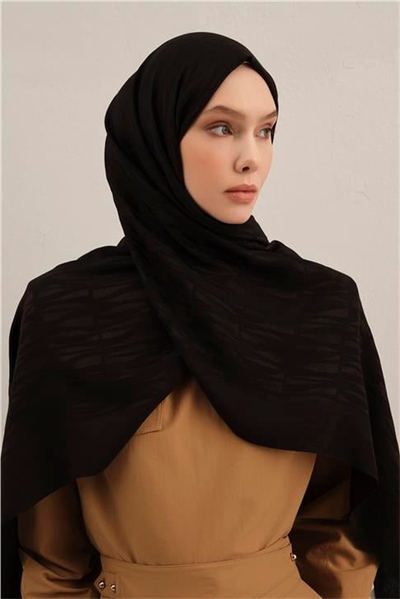 Armine Lyocell Naia Çubuk Desen Şal 3 01 Siyah