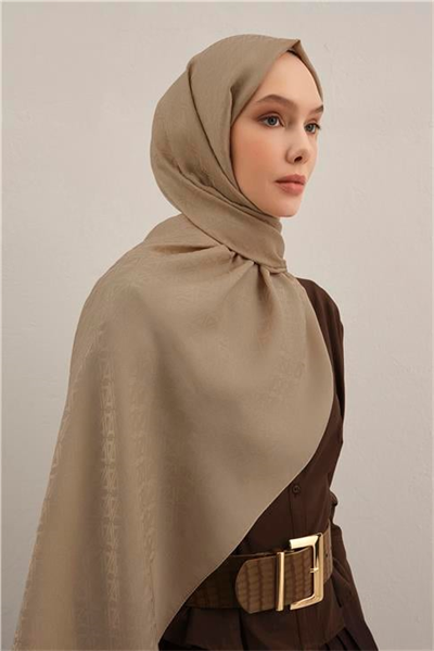 Armine Lyocell Naia Üçgen Monogram Şal 5 04 Bej