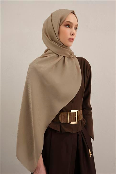 Armine Lyocell Naia Üçgen Monogram Şal 5 04 Bej
