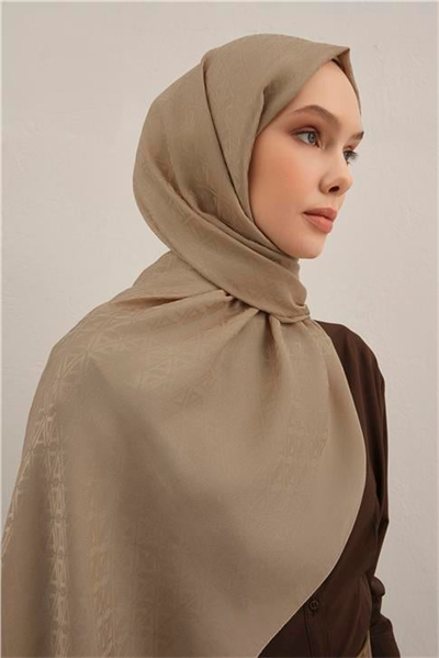 Armine Lyocell Naia Üçgen Monogram Şal 5 04 Bej