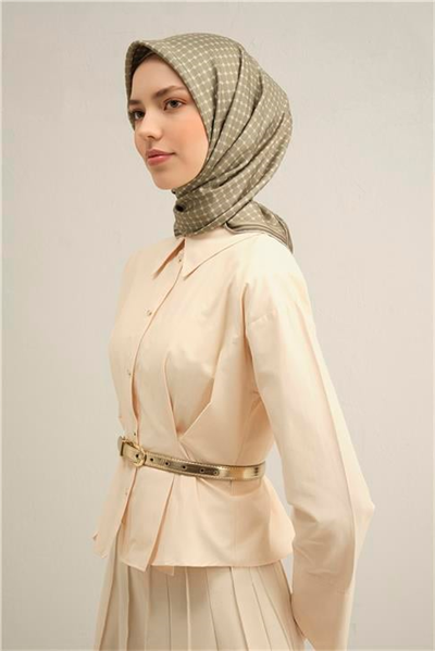Armine Monogram Desenli Saf İpek Sura Eşarp 9345D 33