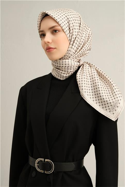 Armine Monogram Desenli Saf İpek Sura Eşarp 9345D 87