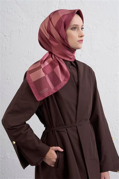 Armine Monogram Desenli Saf İpek Twill Eşarp 9429D 07