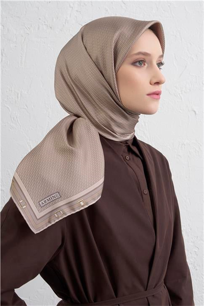 Armine Monogram Desenli Saf İpek Twill Eşarp 9401D 05