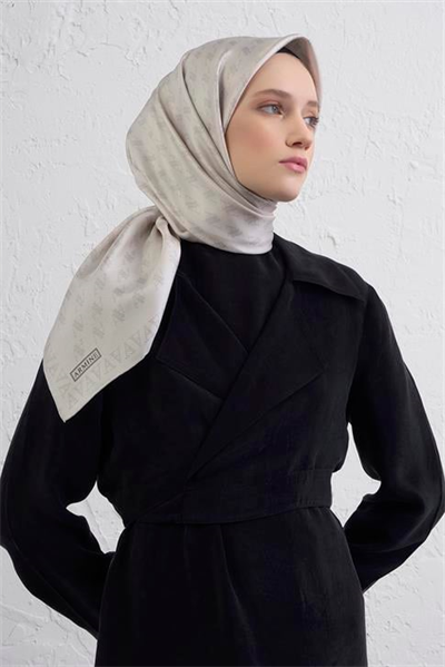 Armine Monogram Desenli Saf İpek Twill Eşarp 9412D 86