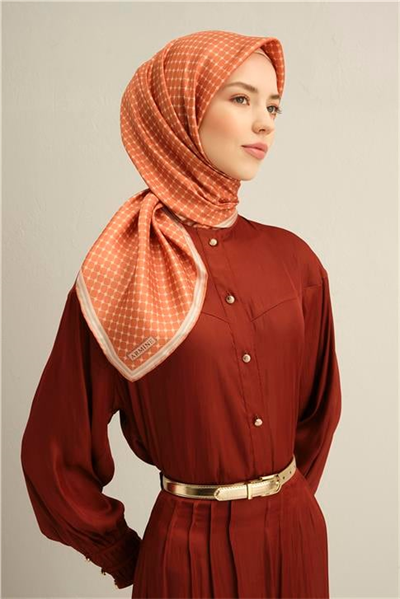 Armine Monogram Desenli Saf İpek Twill Eşarp 9345D 05