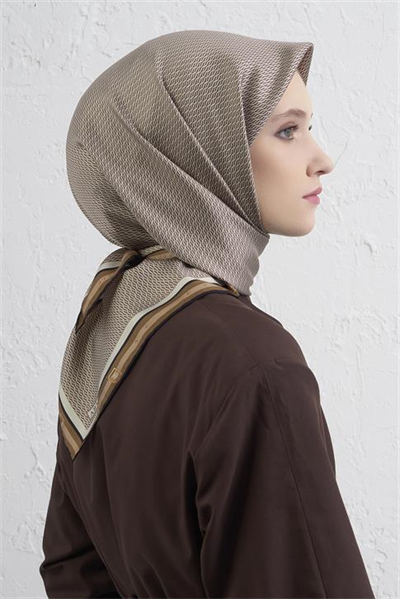 Armine Monogram Desenli Saf İpek Twill Eşarp 9401D 02