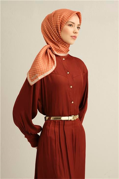 Armine Monogram Desenli Saf İpek Twill Eşarp 9345D 05