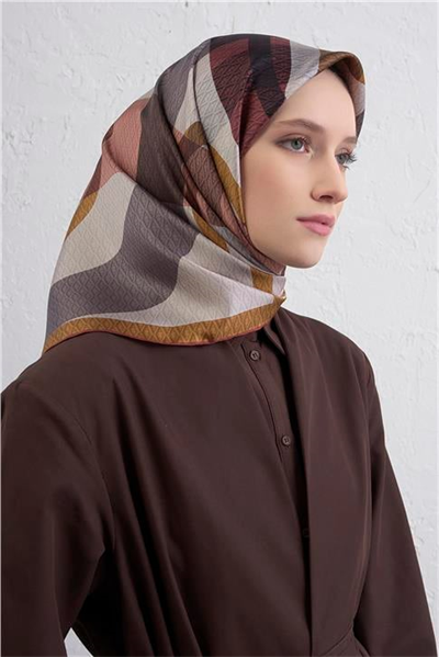 Armine Monogram Desenli Saf İpek Twill Eşarp 9429D 81