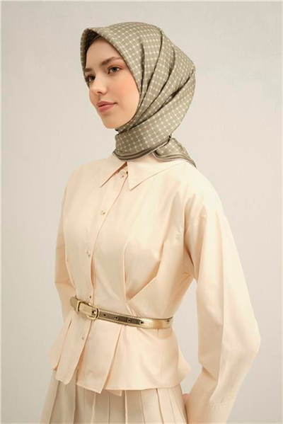 Armine Monogram Desenli Saf İpek Twill Eşarp 9345D 33