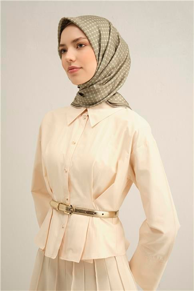 Armine Monogram Desenli Saf İpek Twill Eşarp 9345D 33