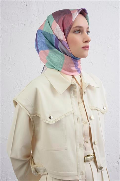 Armine Monogram Desenli Saf İpek Twill Eşarp 9429D 02