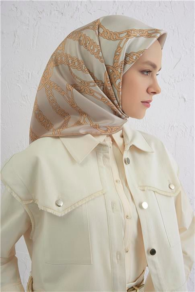 Armine Monogram Desenli Saf İpek Twill Eşarp 9401D 81