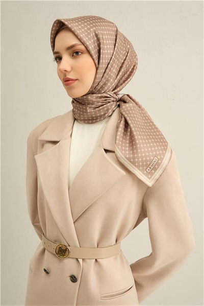 Armine Monogram Desenli Saf İpek Twill Eşarp 9345D 12