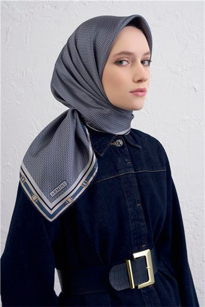 Armine Monogram Desenli Saf İpek Twill Eşarp 9401D 04
