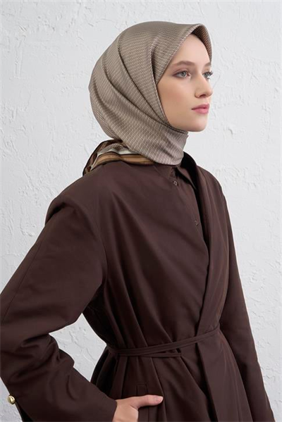 Armine Monogram Desenli Saf İpek Twill Eşarp 9401D 02
