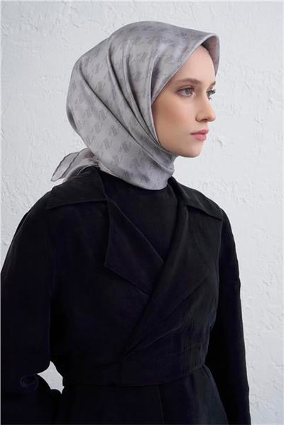 Armine Monogram Desenli Saf İpek Twill Eşarp 9412D 87