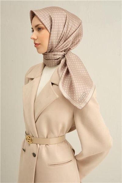 Armine Monogram Desenli Saf İpek Twill Eşarp 9345D 14
