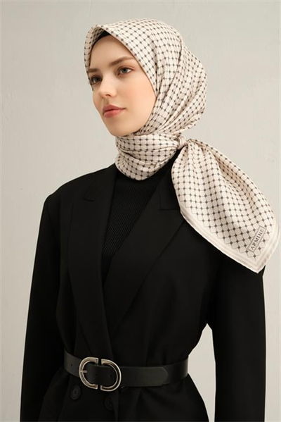 Armine Monogram Desenli Saf İpek Twill Eşarp 9345D 87