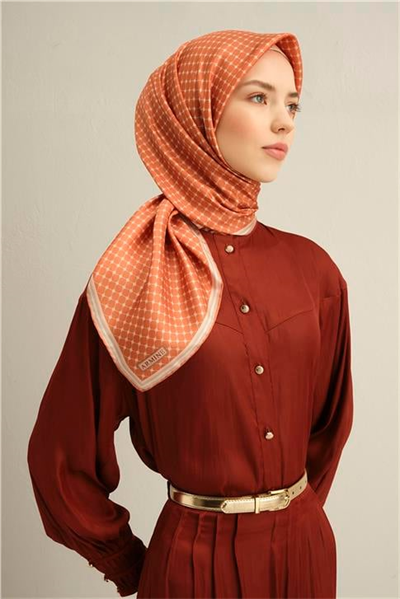 Armine Monogram Desenli Saf İpek Twill Eşarp 9345D 05