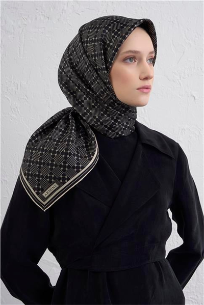Armine Monogram Desenli Saf İpek Twill Eşarp 9440D 58