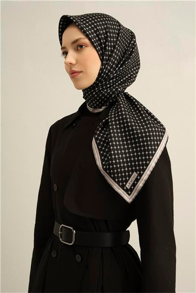 Armine Monogram Desenli Saf İpek Twill Eşarp 9345D 10