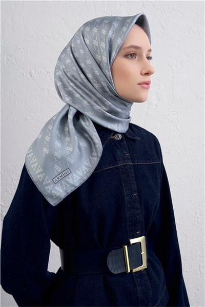 Armine Monogram Desenli Saf İpek Twill Eşarp 9412D 80