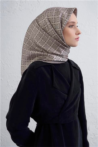 Armine Monogram Desenli Saf İpek Twill Eşarp 9440D 52