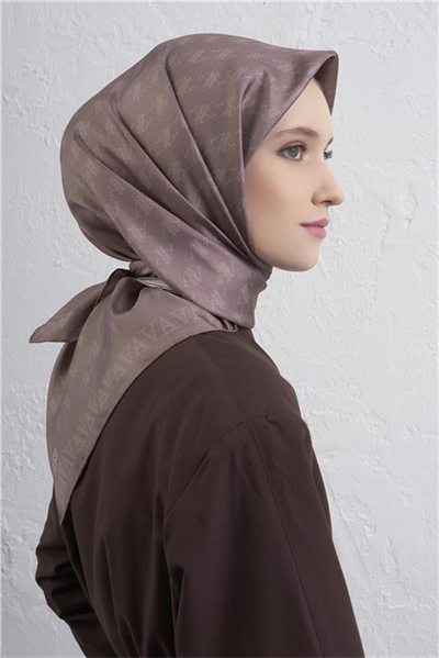 Armine Monogram Desenli Saf İpek Twill Eşarp 9412D 89