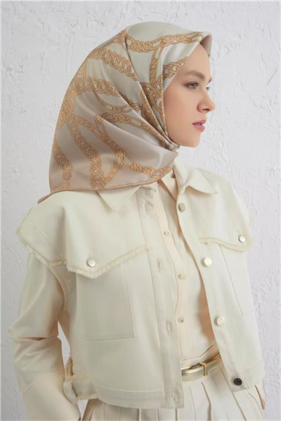Armine Monogram Desenli Saf İpek Twill Eşarp 9401D 81