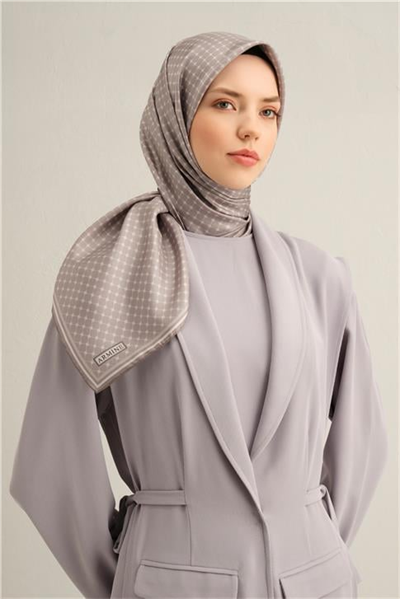 Armine Monogram Desenli Saf İpek Twill Eşarp 9345D 01