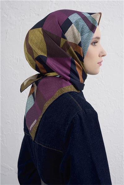Armine Monogram Desenli Saf İpek Twill Eşarp 9429D 80