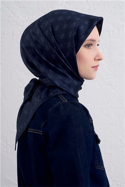 Armine Monogram Desenli Saf İpek Twill Eşarp 9412D 03