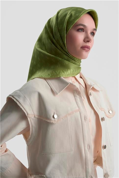 Armine Monogram Desenli Saf İpek Twill Eşarp 9412D 90