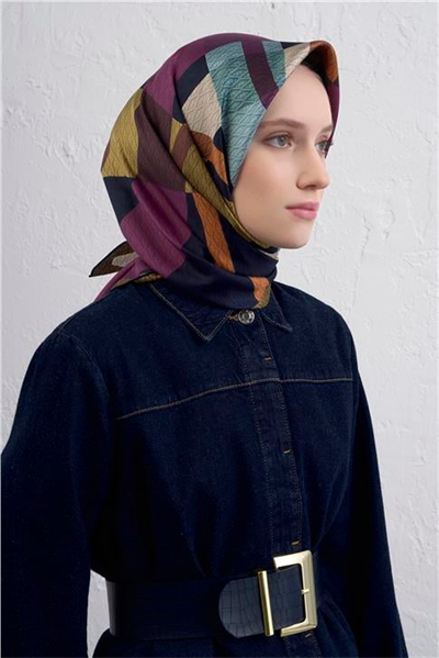 Armine Monogram Desenli Saf İpek Twill Eşarp 9429D 80