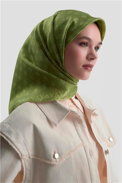 Armine Monogram Desenli Saf İpek Twill Eşarp 9412D 90