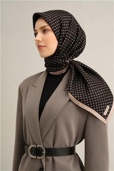 Armine Monogram Desenli Saf İpek Twill Eşarp 9345D 07