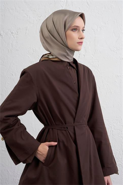 Armine Monogram Desenli Saf İpek Twill Eşarp 9401D 02