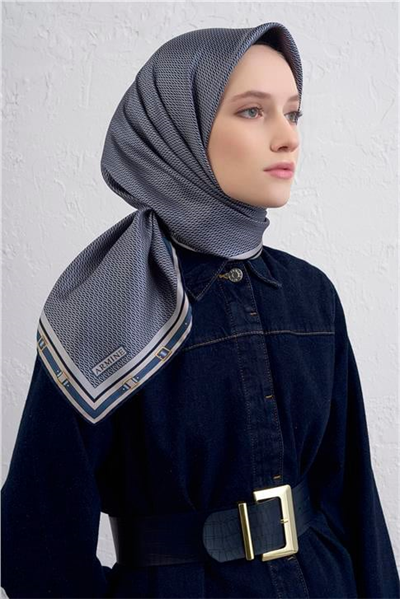 Armine Monogram Desenli Saf İpek Twill Eşarp 9401D 04