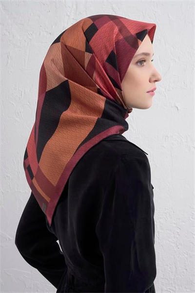 Armine Monogram Desenli Saf İpek Twill Eşarp 9429D 04